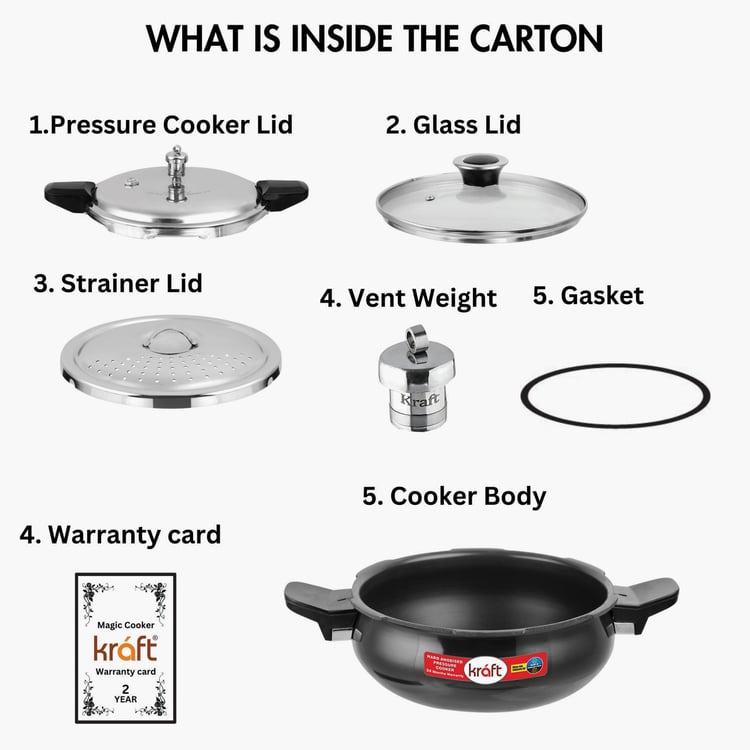 VINOD Magic Stainless Steel Hard Anodized Pressure Cooker Set - 5.5L