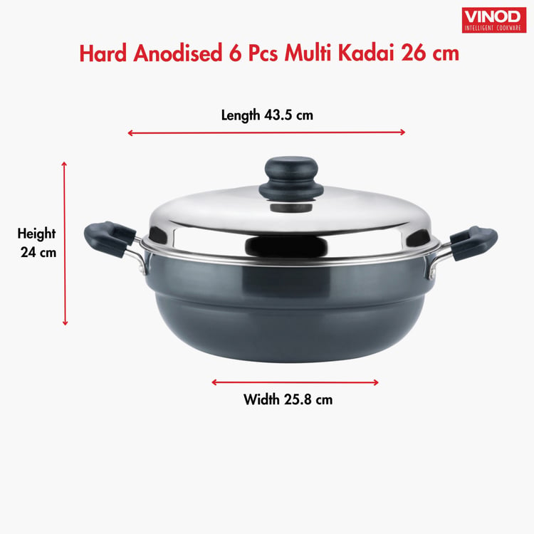 VINOD 6Pcs Aluminium Hard Anodized Cookware Set