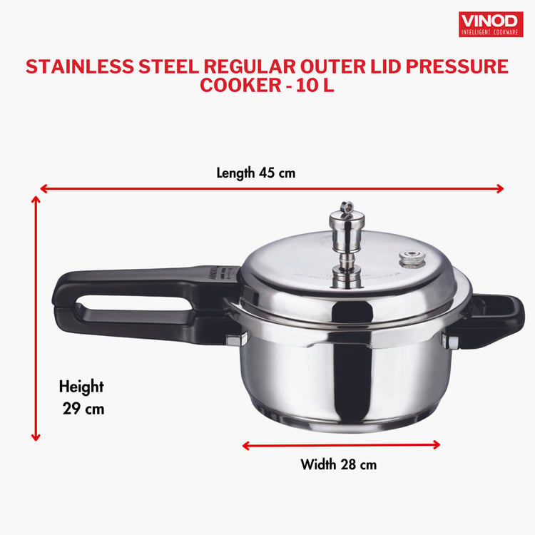 VINOD 18/8 Stainless Steel Pressure Cooker - 10L