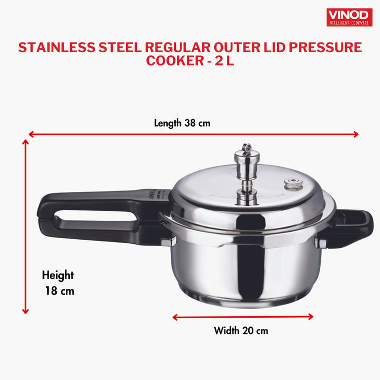 VINOD 18/8 Stainless Steel Pressure Cooker - 2L