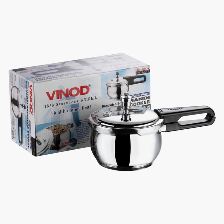 VINOD Splendid Plus 18/8 Stainless Steel Pressure Cooker with Glass Lid - 1.5L