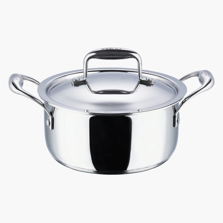 VINOD Platinum Triply Stainless Steel Sauce Pot with Lid - 3L