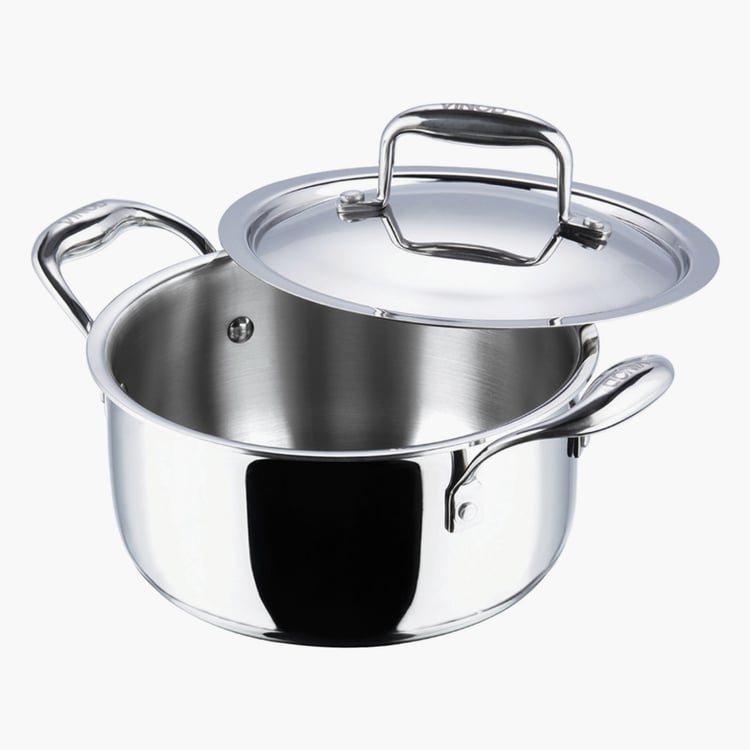 VINOD Platinum Triply Stainless Steel Sauce Pot with Lid - 3L