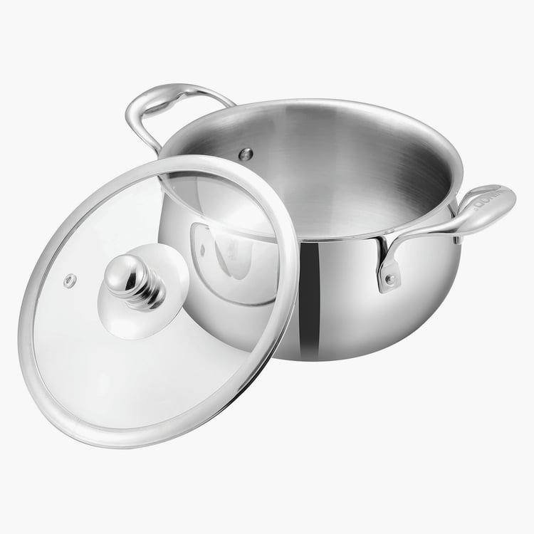 VINOD Platinum Triply Stainless Steel Sauce Pot with Lid - 2.5L