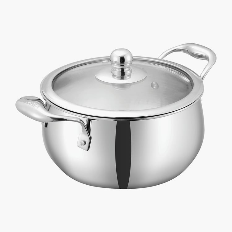 VINOD Platinum Triply Stainless Steel Sauce Pot with Lid - 2.5L