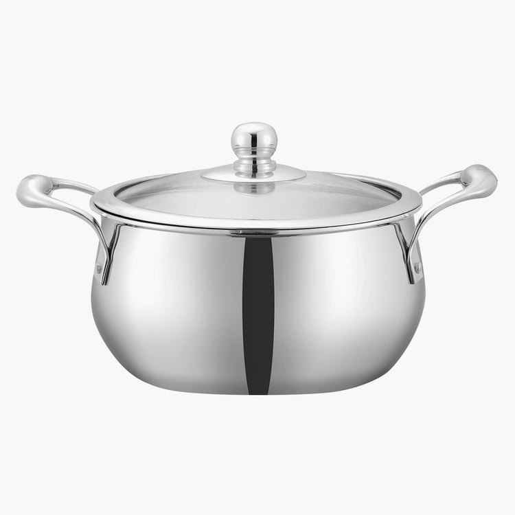 VINOD Platinum Triply Stainless Steel Sauce Pot with Lid - 2.5L