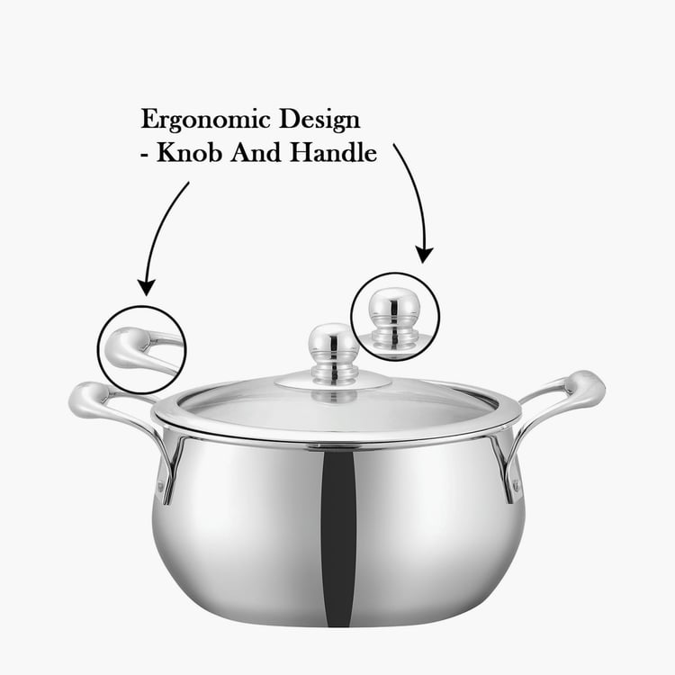 VINOD Platinum Triply Stainless Steel Sauce Pot with Lid - 2.5L