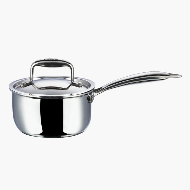 VINOD Platinum Triply Stainless Steel Sauce Pan with Lid - 1.6L