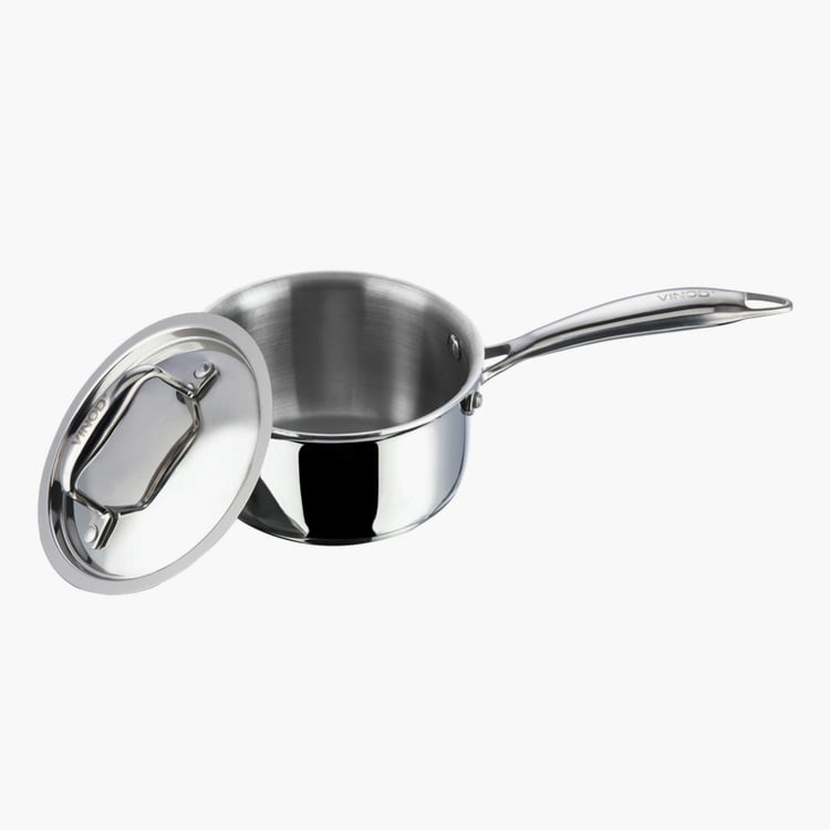 VINOD Platinum Triply Stainless Steel Sauce Pan with Lid - 1.6L