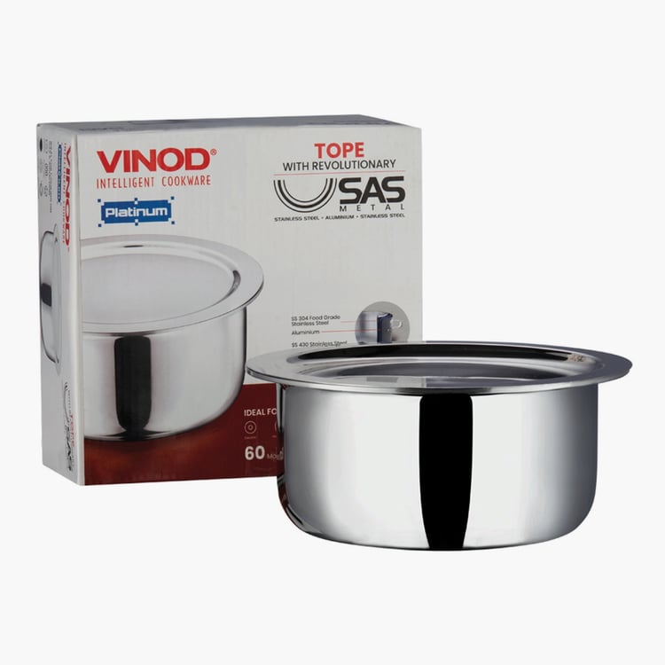 VINOD Platinum Triply Stainless Steel Tope with Lid - 4.7L