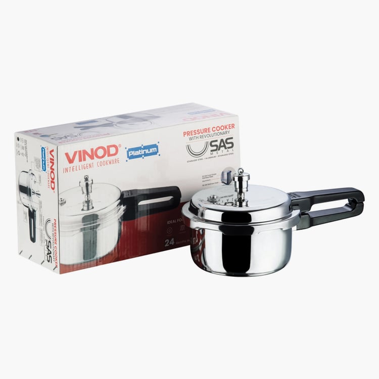 VINOD Platinum Triply Stainless Steel Pressure Cooker - 1.5L