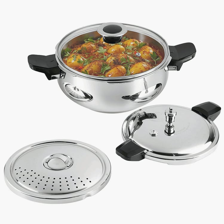 VINOD Magic 3Pcs 18/8 Stainless Steel Pressure Cooker - 3.5L