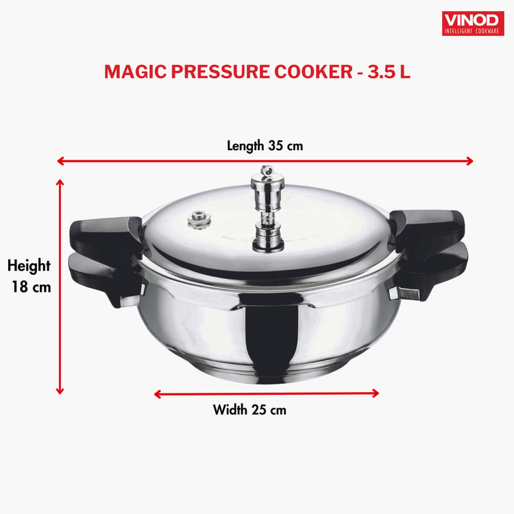 VINOD Magic 3Pcs 18/8 Stainless Steel Pressure Cooker - 3.5L