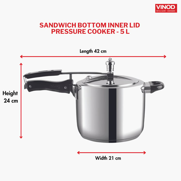 VINOD 18/8 Stainless Steel Pressure Cooker - 5L