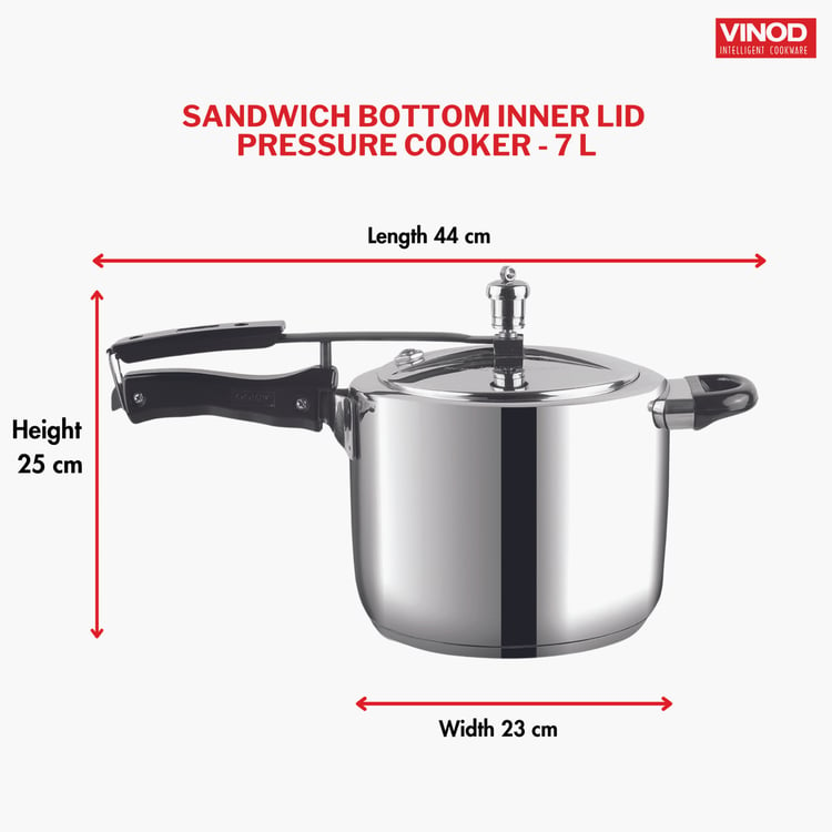 VINOD 18/8 Stainless Steel Pressure Cooker - 7L