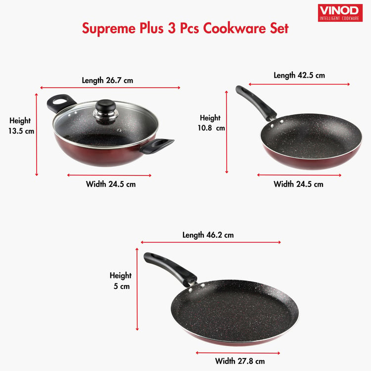 VINOD Supreme Plus 4Pcs Non-Stick Aluminium Cookware Set