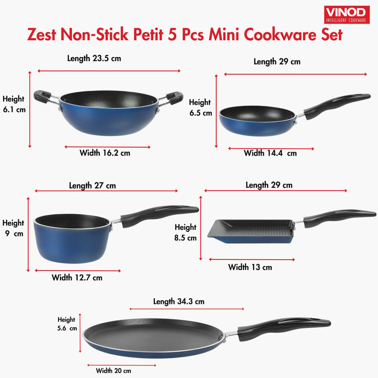 VINOD Zest 5Pcs Non-Stick Aluminium Cookware Set