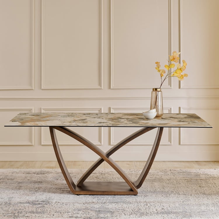 Morpheus Ceramic Top 6-Seater Dining Table - Brown