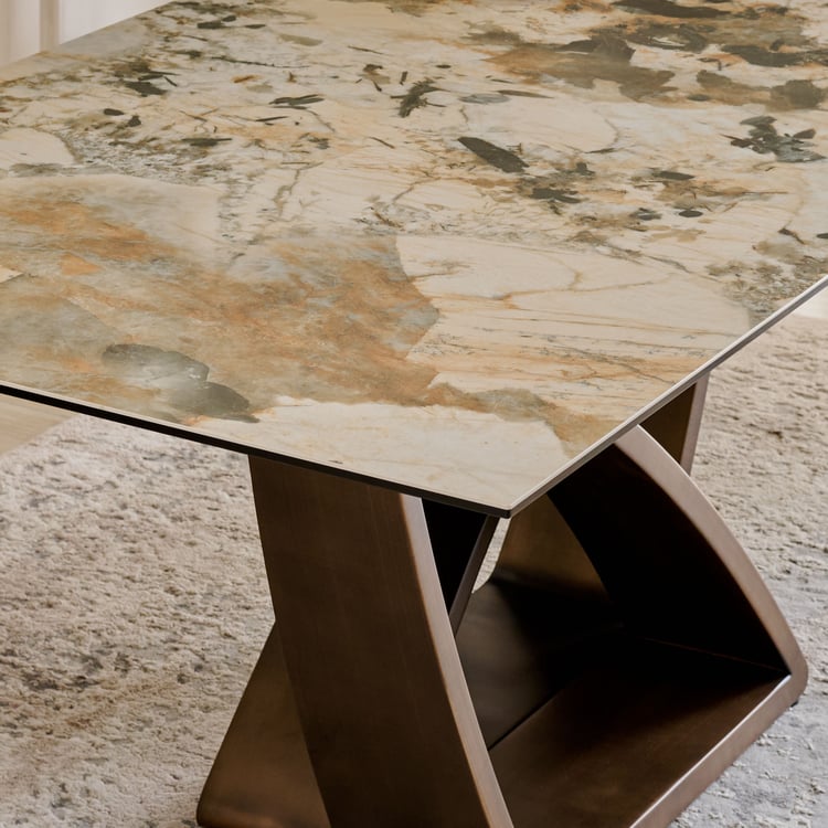 Morpheus Ceramic Top 6-Seater Dining Table - Brown