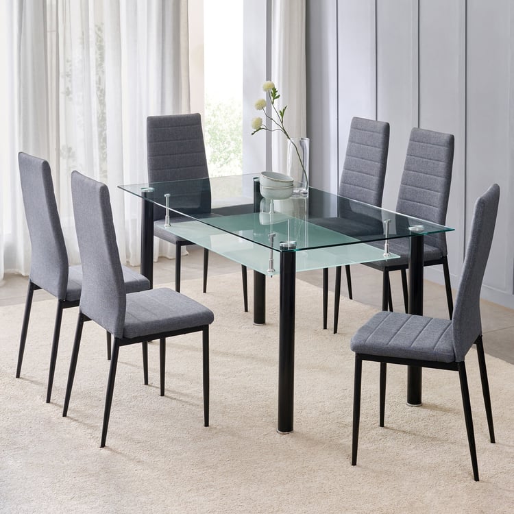 Helios Frank Set of 6 Fabric Dining Chairs - Grey