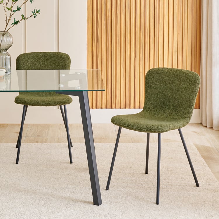 Helios Paul Set of 4 Fabric Dining Chairs - Green