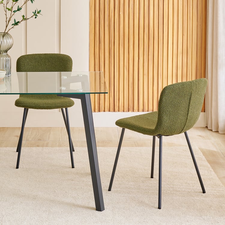 Helios Paul Set of 4 Fabric Dining Chairs - Green