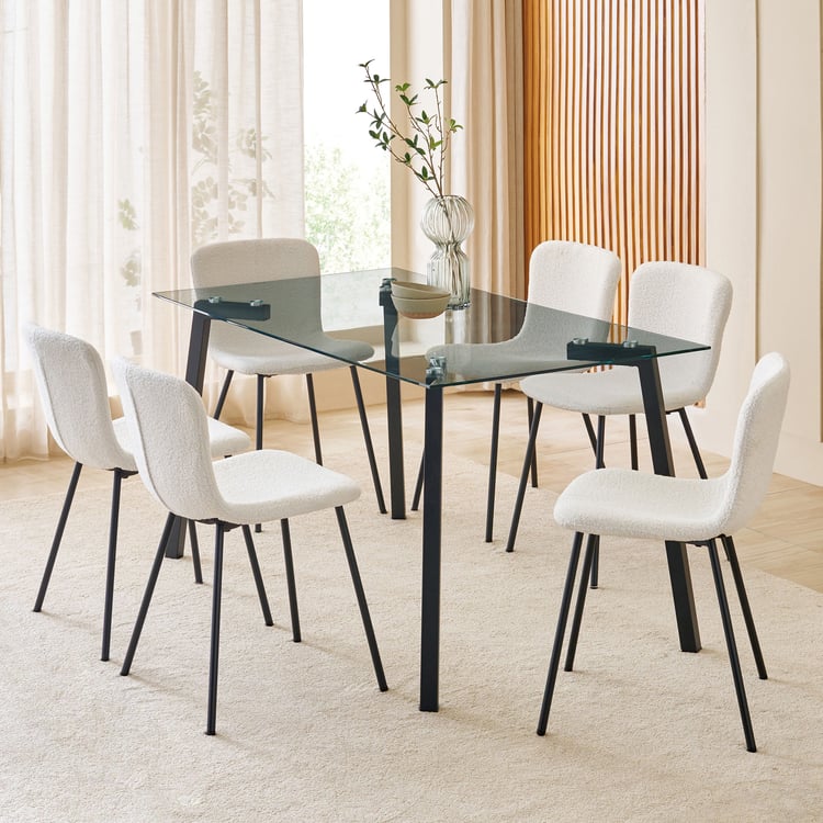 Helios Paul Set of 6 Fabric Dining Chairs - White