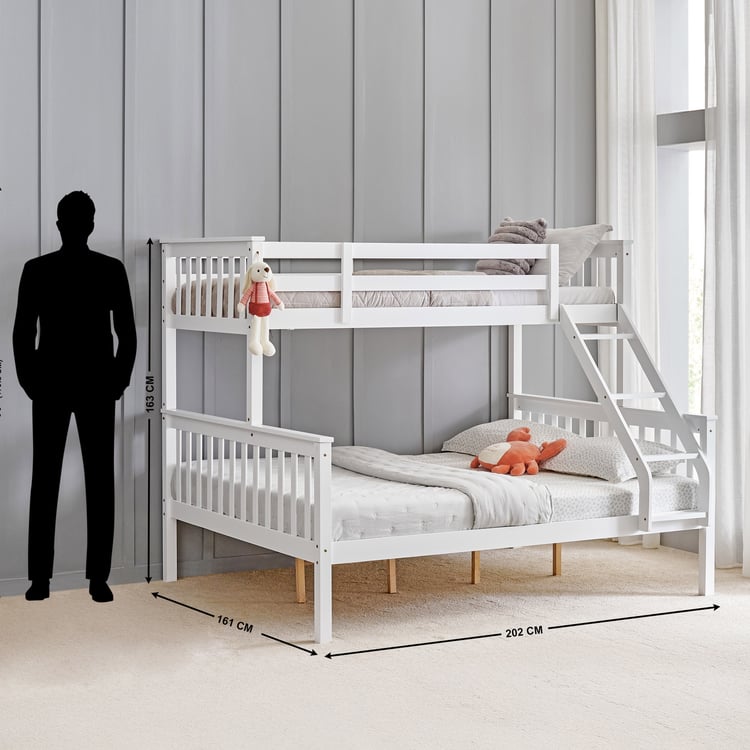 Helios Taylor Coupe Twin Solid Wood Bunk Bed - White
