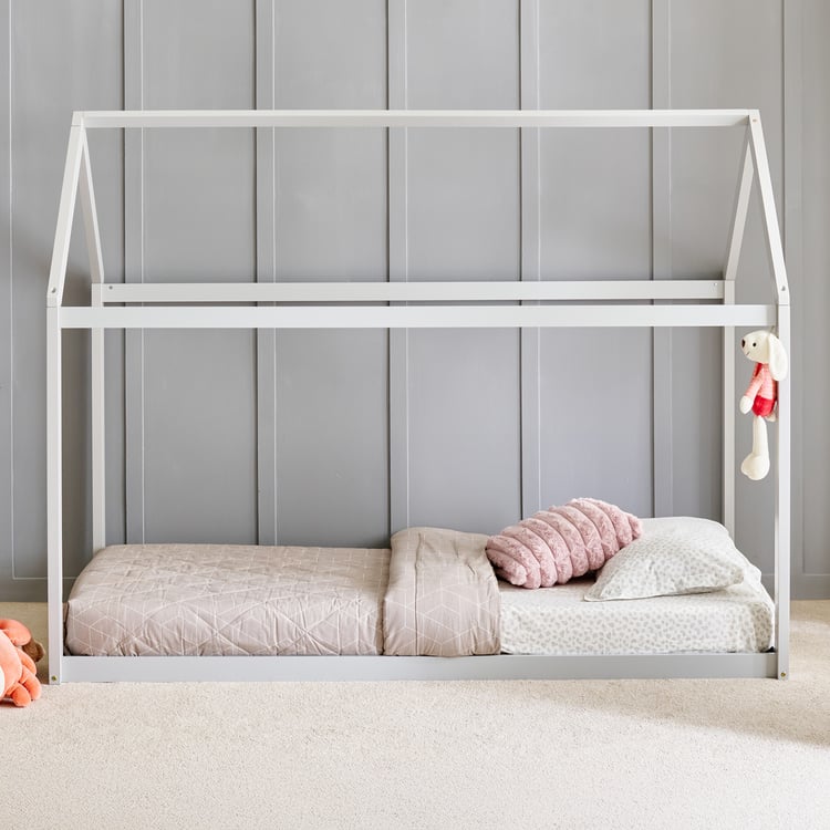 Helios Taylor Japala Solid Wood Kids Single Floor Bed - Grey