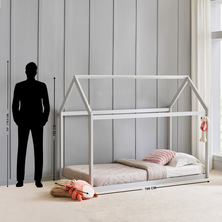 Helios Taylor Japala Solid Wood Kids Single Floor Bed - Grey