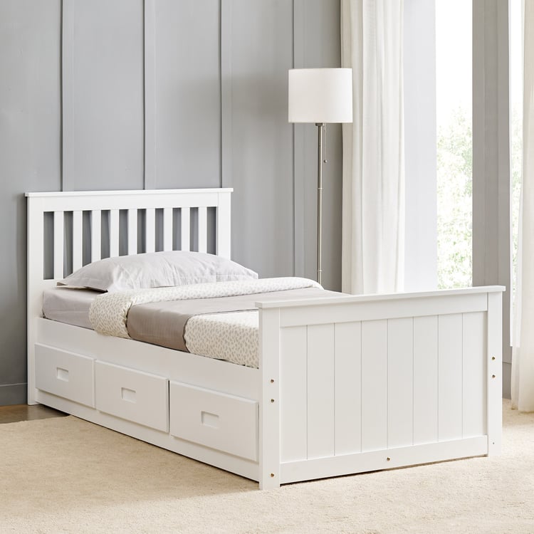 Helios Taylor Moselle Captain Solid Wood Single Bed with Drawer Storage