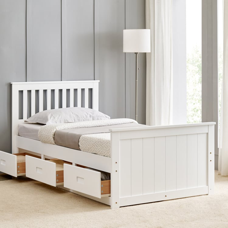 Helios Taylor Moselle Captain Solid Wood Single Bed with Drawer Storage