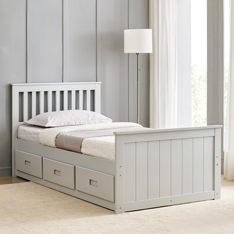 Helios Taylor Moselle Captain Solid Wood Single Bed with Drawer Storage