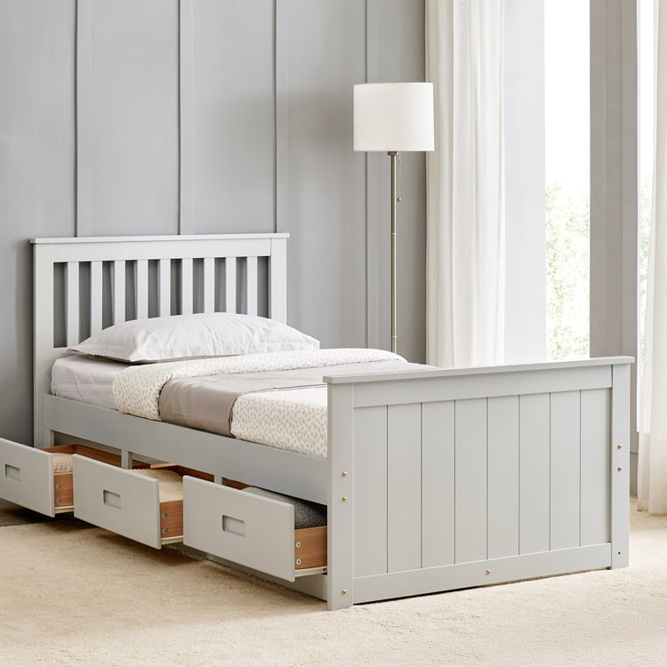 Helios Taylor Moselle Captain Solid Wood Single Bed with Drawer Storage