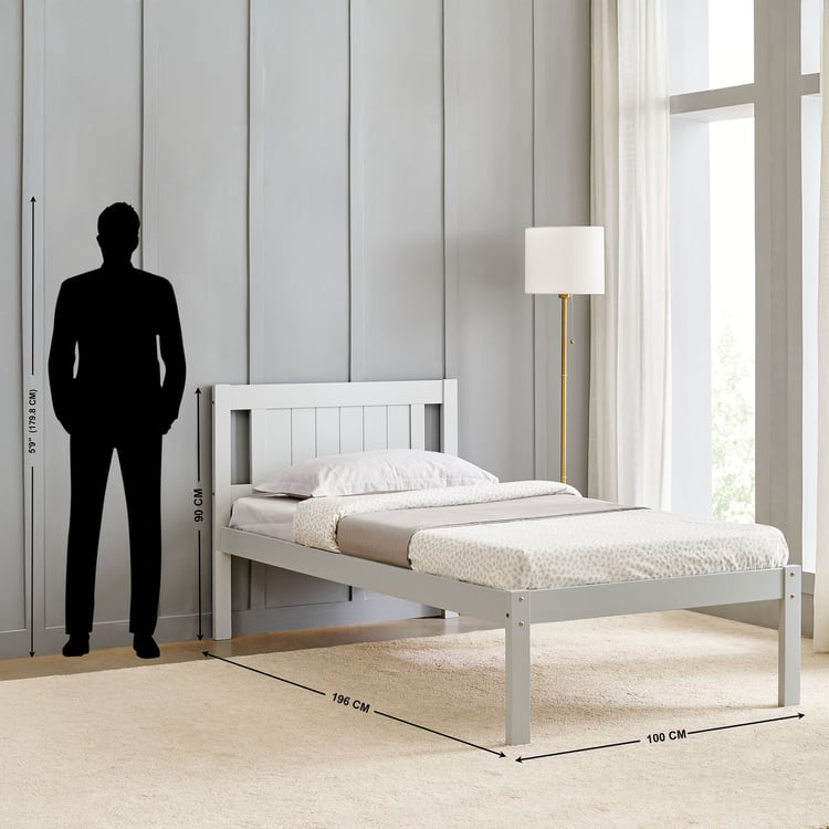 Helios Taylor Lyra Solid Wood Single Bed - Grey