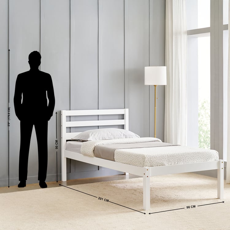 Helios Taylor Sarsar Solid Wood Single Bed - White