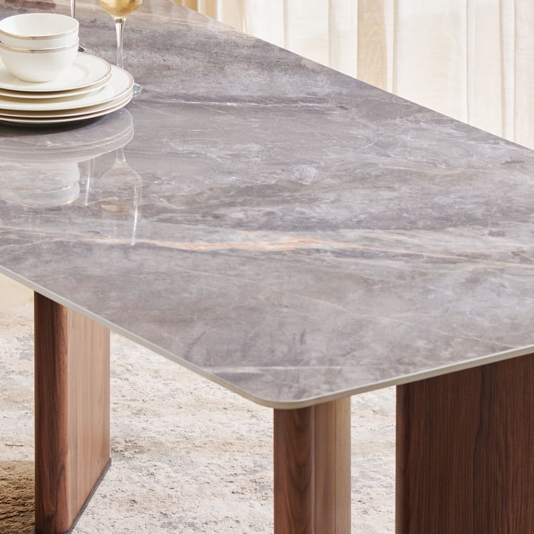 Leyton Sintered Stone Top 6-Seater Dining Table - Grey