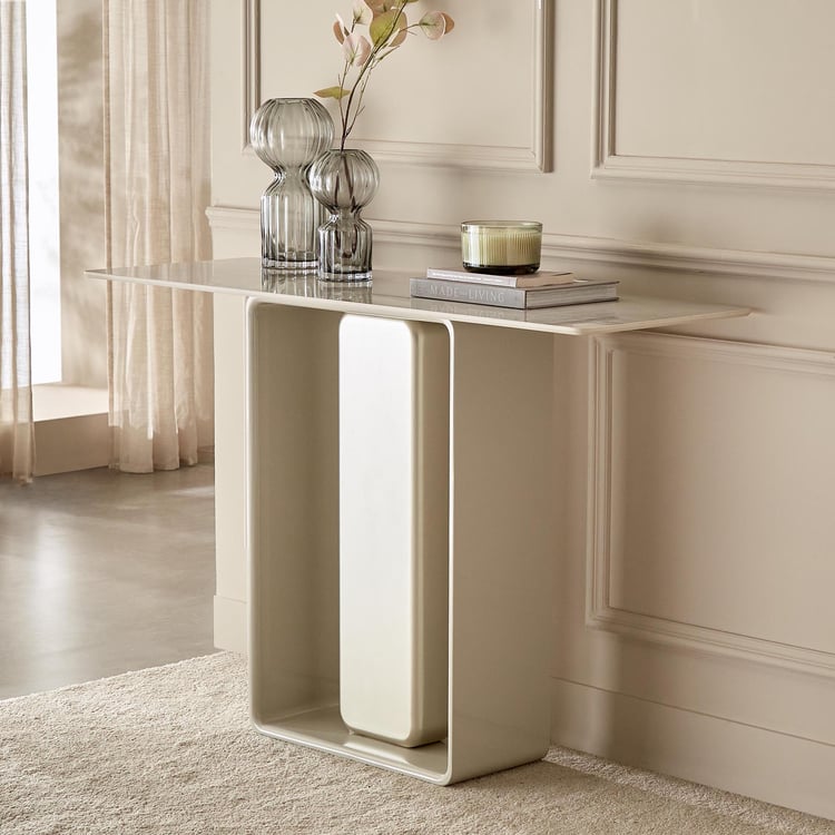 Home Shores Sintered Stone Console Table - Cream