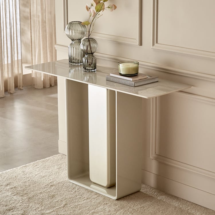 Home Shores Sintered Stone Console Table - Cream