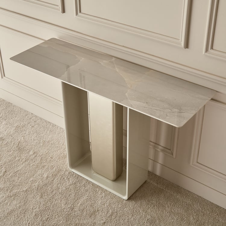 Home Shores Sintered Stone Console Table - Cream