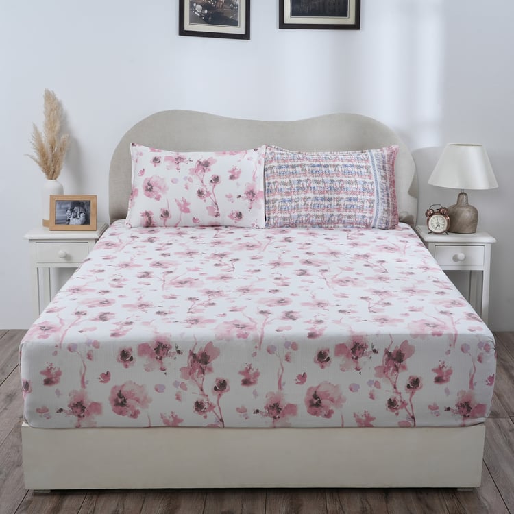 MASPAR Hermosa Cotton 300TC Printed 3Pcs King Fitted Bedsheet Set