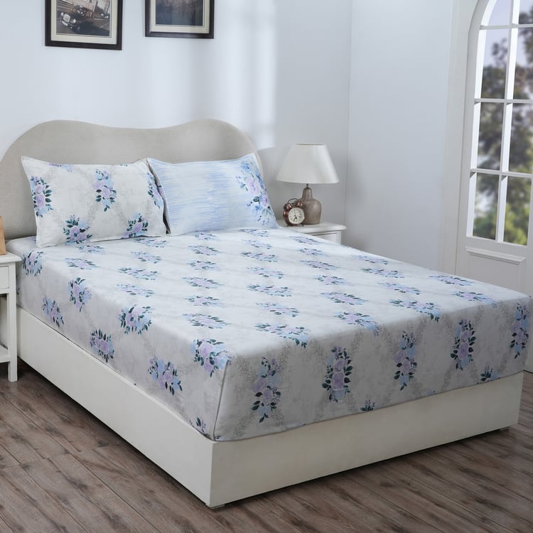 MASPAR Hermosa Cotton 300TC Printed 3Pcs King Fitted Bedsheet Set