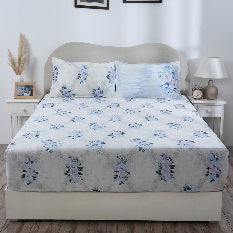 MASPAR Hermosa Cotton 300TC Printed 3Pcs King Fitted Bedsheet Set