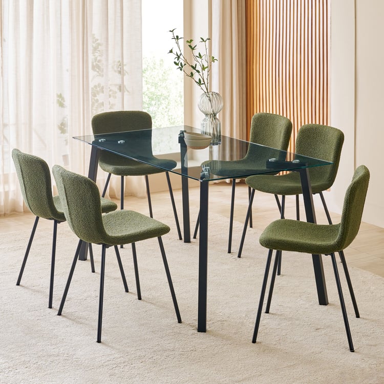 Helios Paul Tempered Glass Top 6-Seater Dining Table - Black