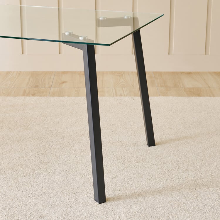 Helios Paul Tempered Glass Top 6-Seater Dining Table - Black