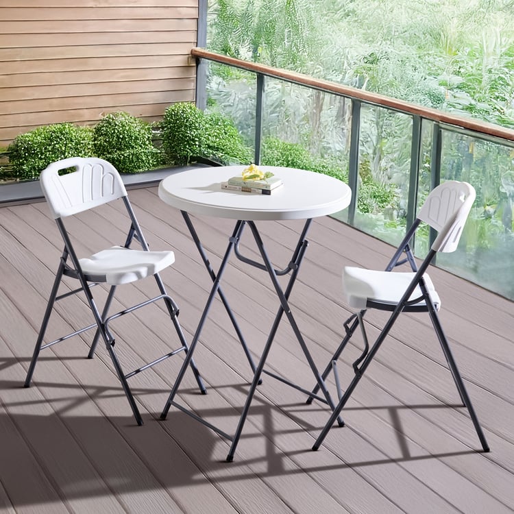 Helios Kate 2-Seater Folding Dining Set with Chairs - Grey and White