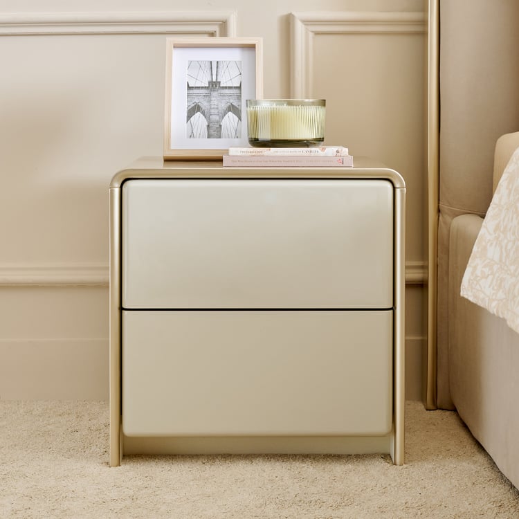 Home Shores Bedside Table with Drawers - Greige