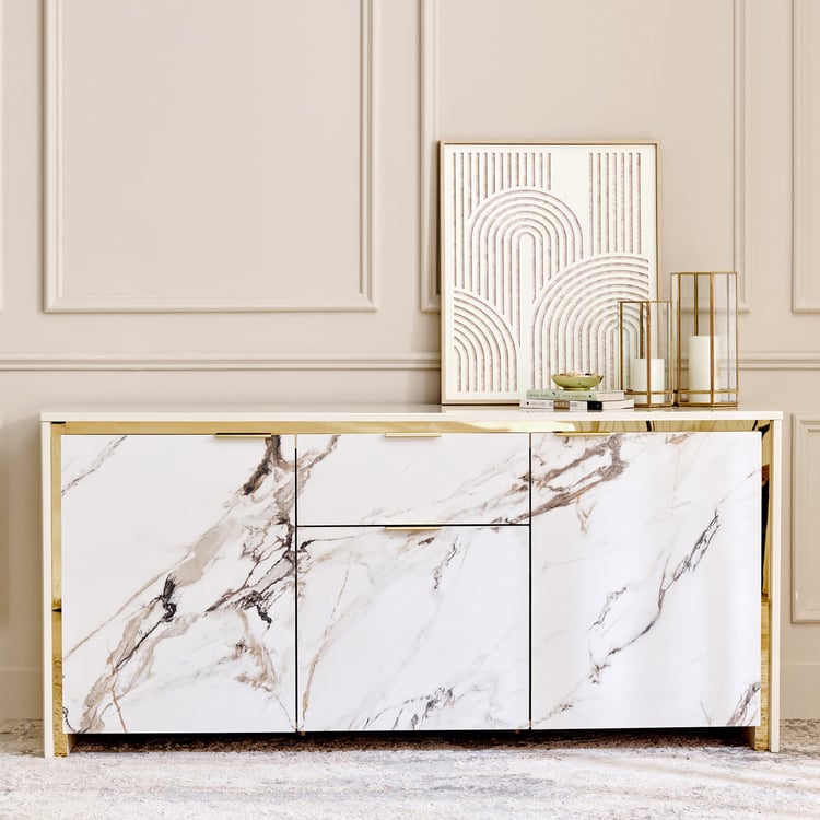 Modern Radiance Ceramic Top Sideboard - Cream