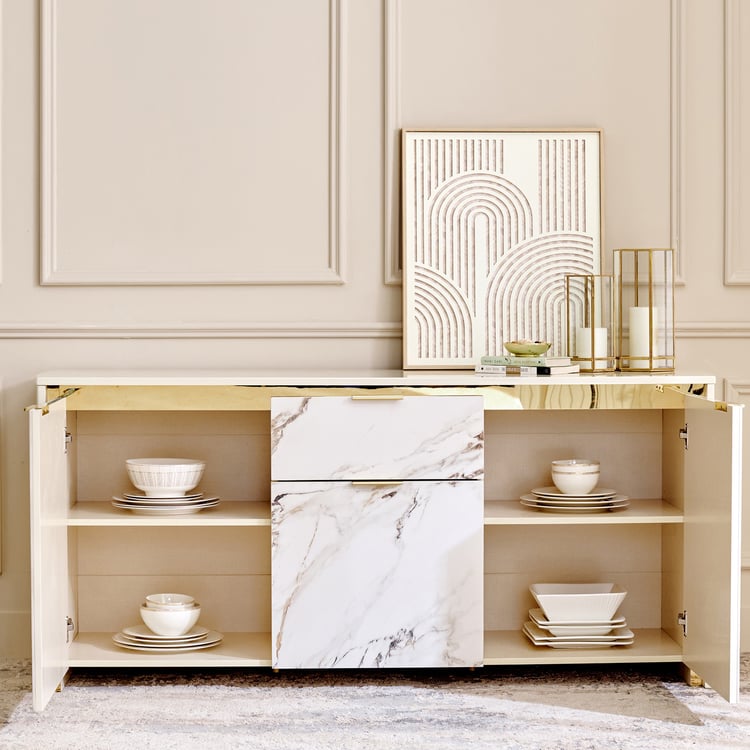 Modern Radiance Ceramic Top Sideboard - Cream