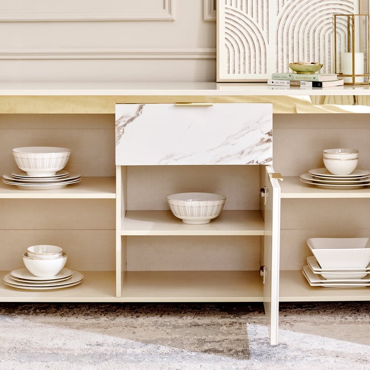 Modern Radiance Ceramic Top Sideboard - Cream